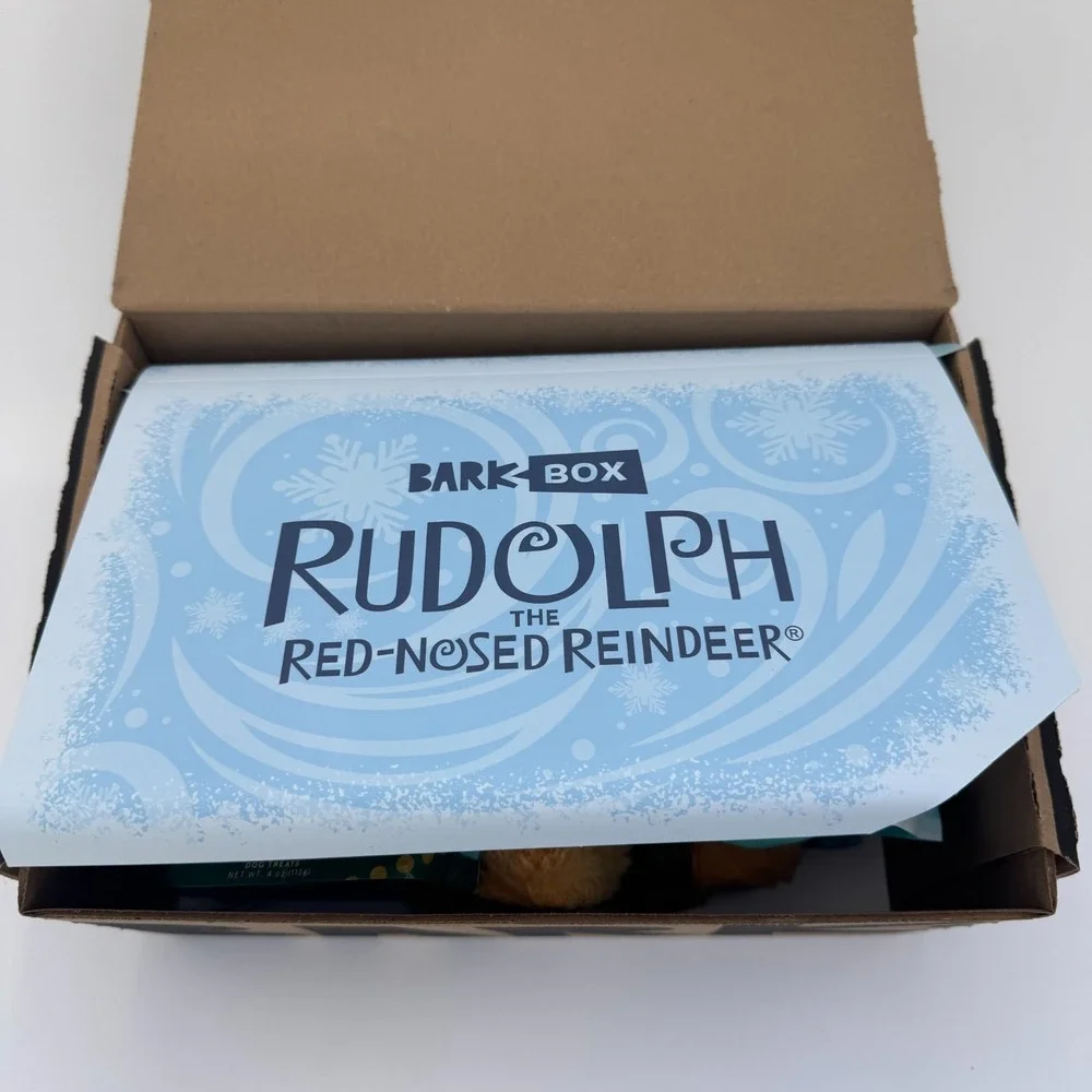 Bark Box Rudolph Red-Nosed Reindeer Holiday Dog Toys & Treats Set NWT